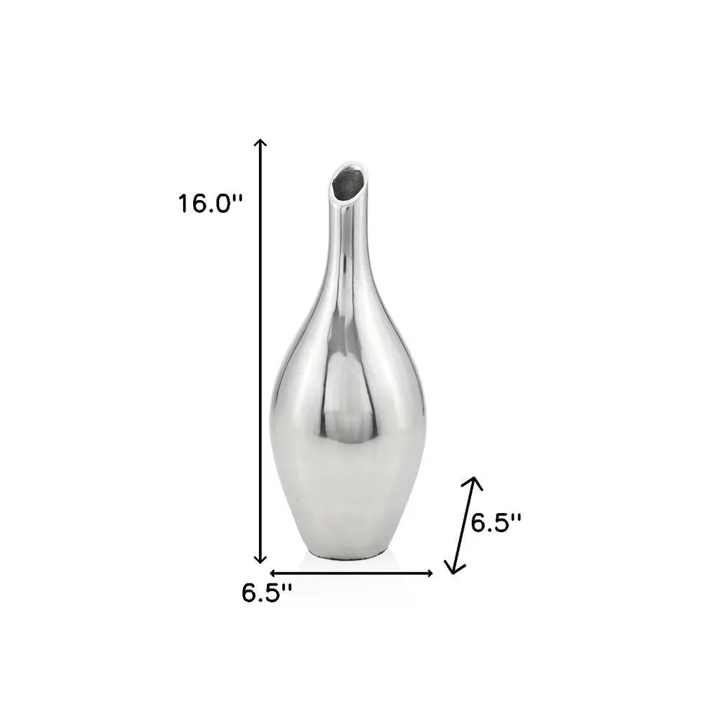 16" Silver Bud Aluminum Table Vase - NOBLE HOME INTERIORS