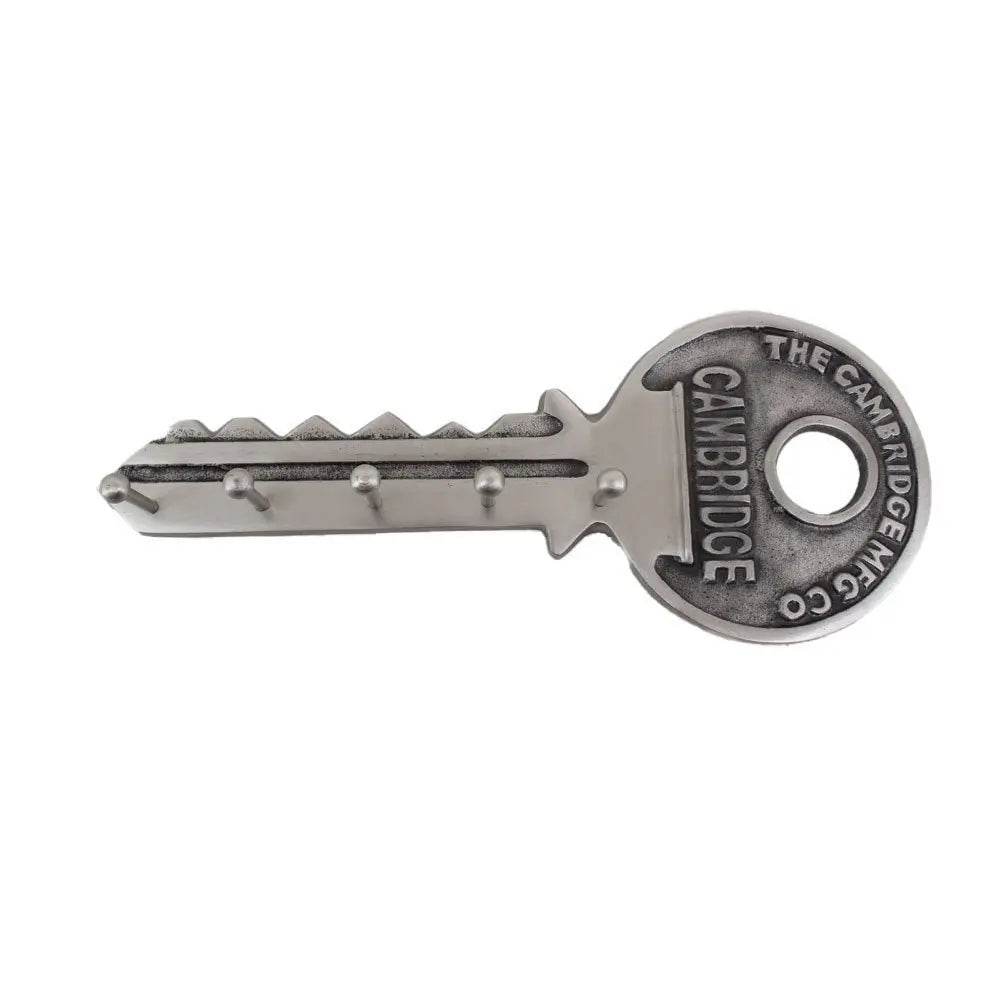 16" Silver Five Hook Wall Mount Key Shaped Coat Rack - NOBLE HOME INTERIORS