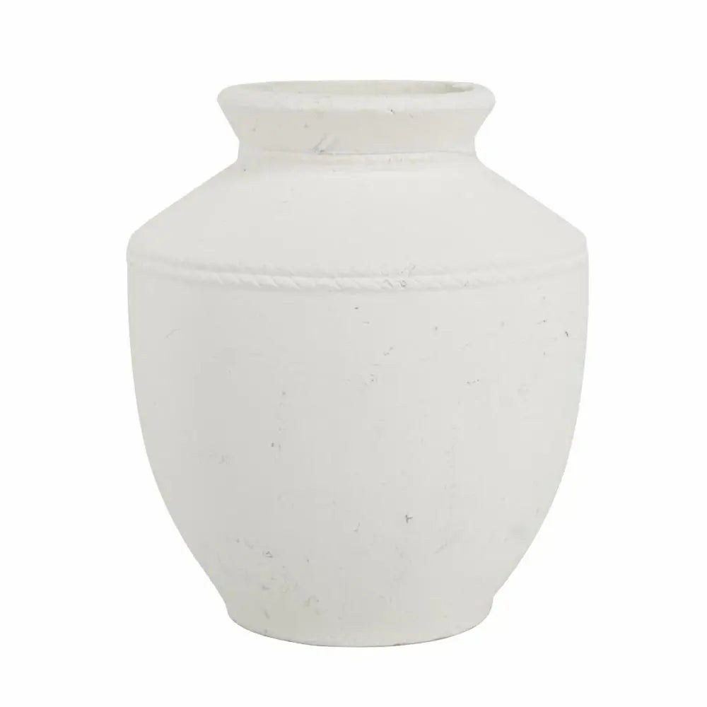 16" White Terracotta Round Jug Vase - NOBLE HOME INTERIORS