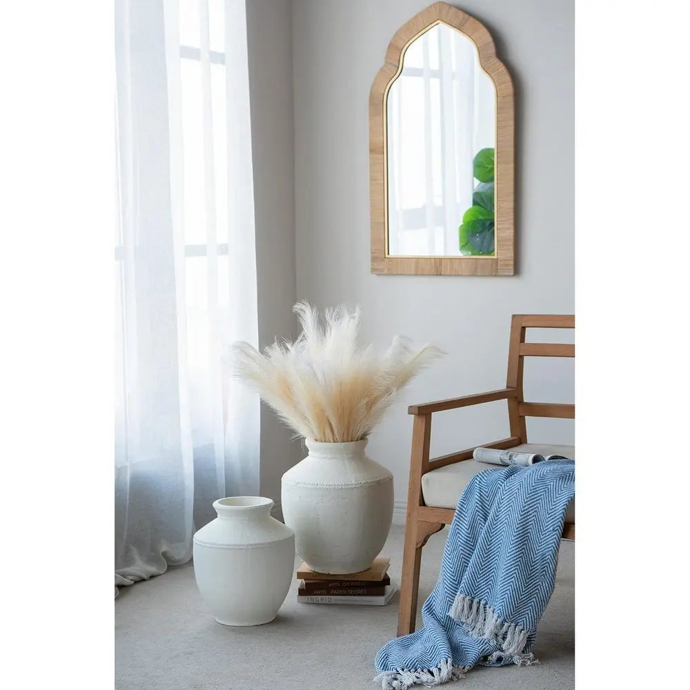 16" White Terracotta Round Jug Vase - NOBLE HOME INTERIORS