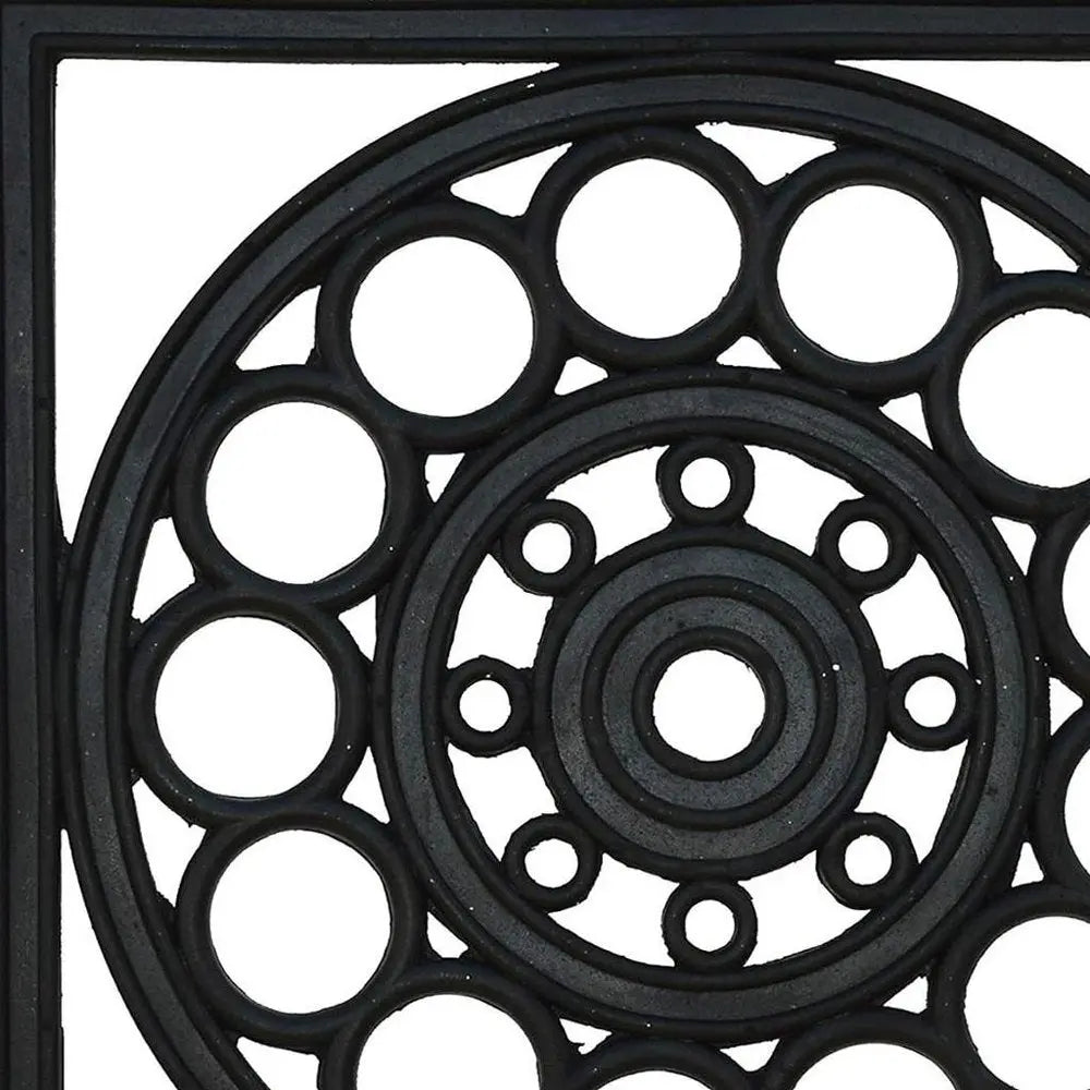 16" X 16" Black Square Outdoor Rubber Door Mat - NOBLE HOME INTERIORS