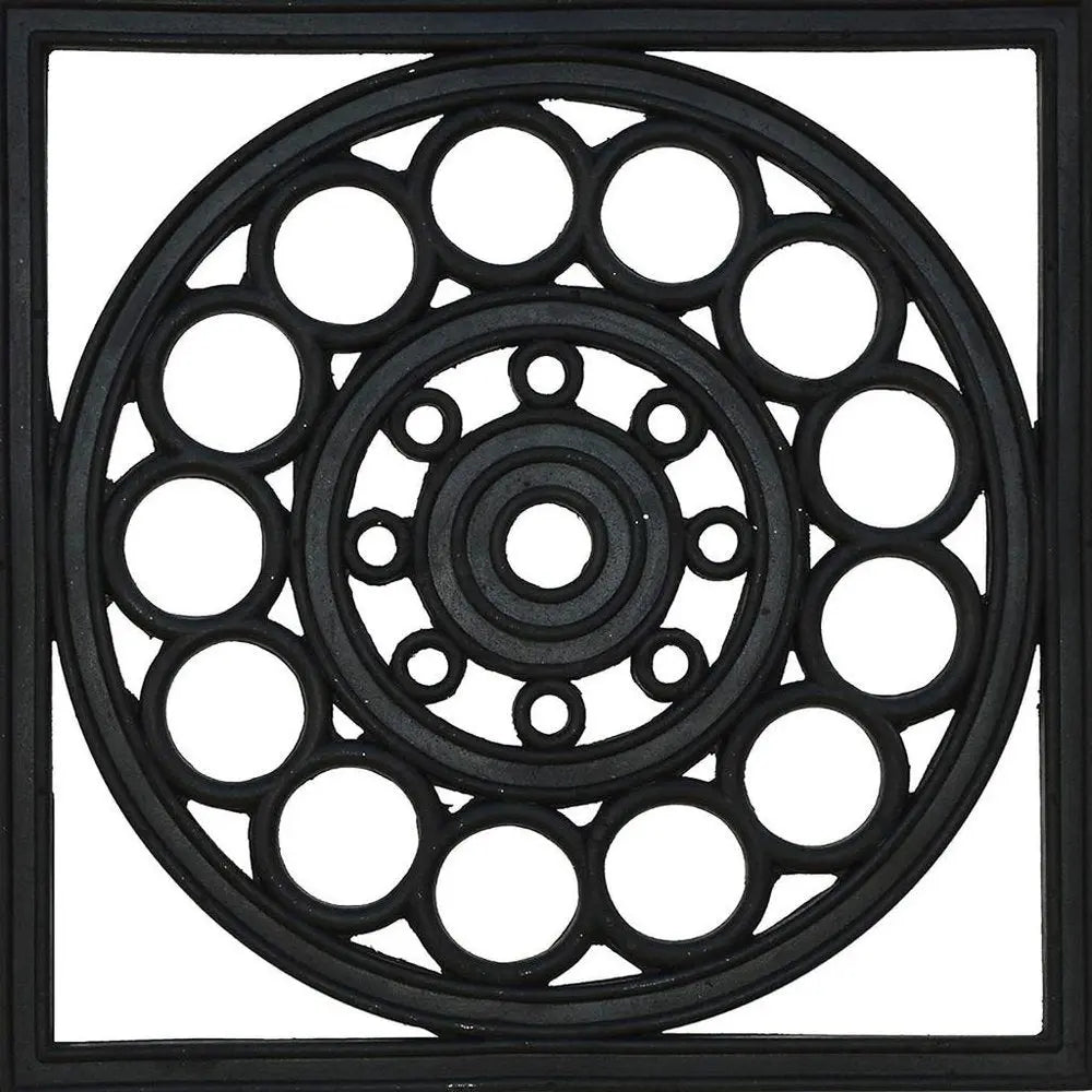 16" X 16" Black Square Outdoor Rubber Door Mat - NOBLE HOME INTERIORS