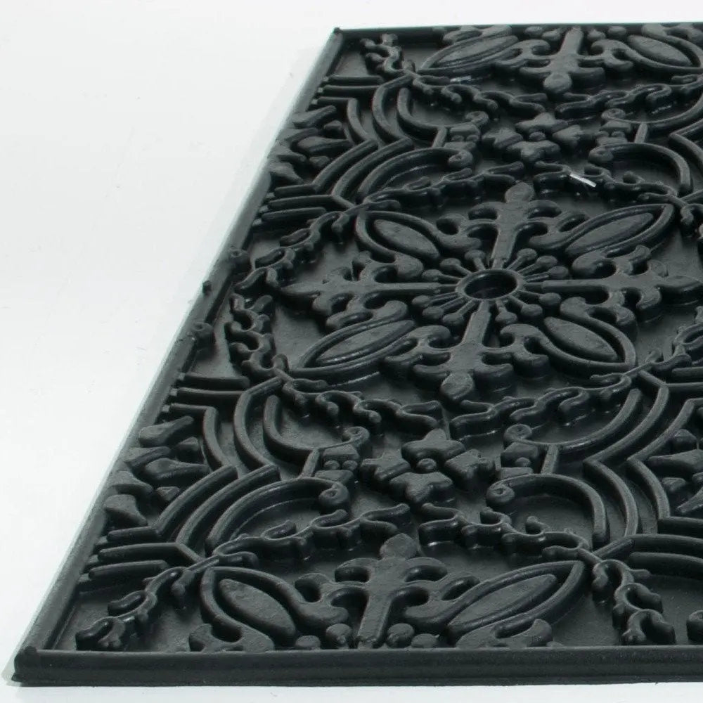 16" X 24" Black Rubber Outdoor Door Mat - NOBLE HOME INTERIORS