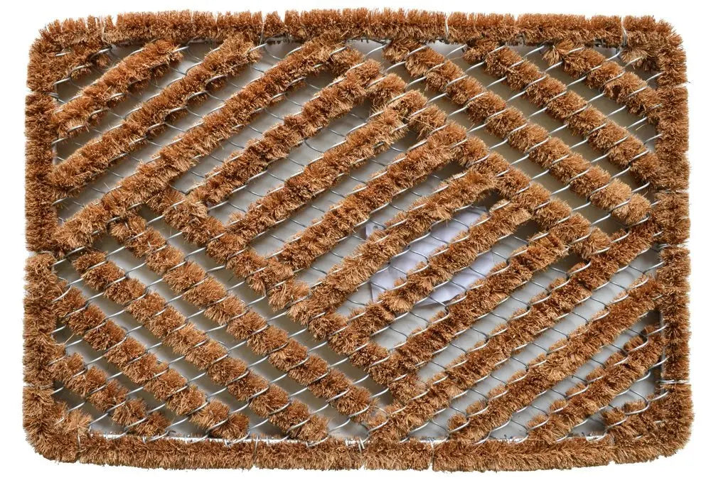 16" X 24" Brown Coir Geometric Outdoor Door Mat - NOBLE HOME INTERIORS