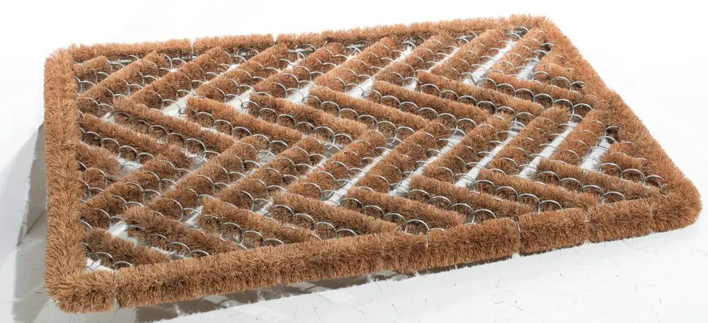 16" X 24" Brown Coir Zig Zag Outdoor Door Mat - NOBLE HOME INTERIORS