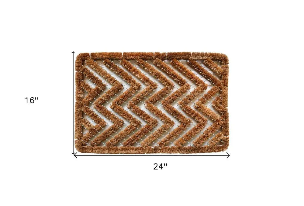 16" X 24" Brown Coir Zig Zag Outdoor Door Mat - NOBLE HOME INTERIORS