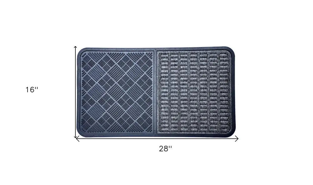 16" X 28" Gray Synthetic Fiber Abstract Outdoor Door Mat - NOBLE HOME INTERIORS