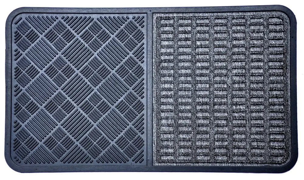 16" X 28" Gray Synthetic Fiber Abstract Outdoor Door Mat - NOBLE HOME INTERIORS