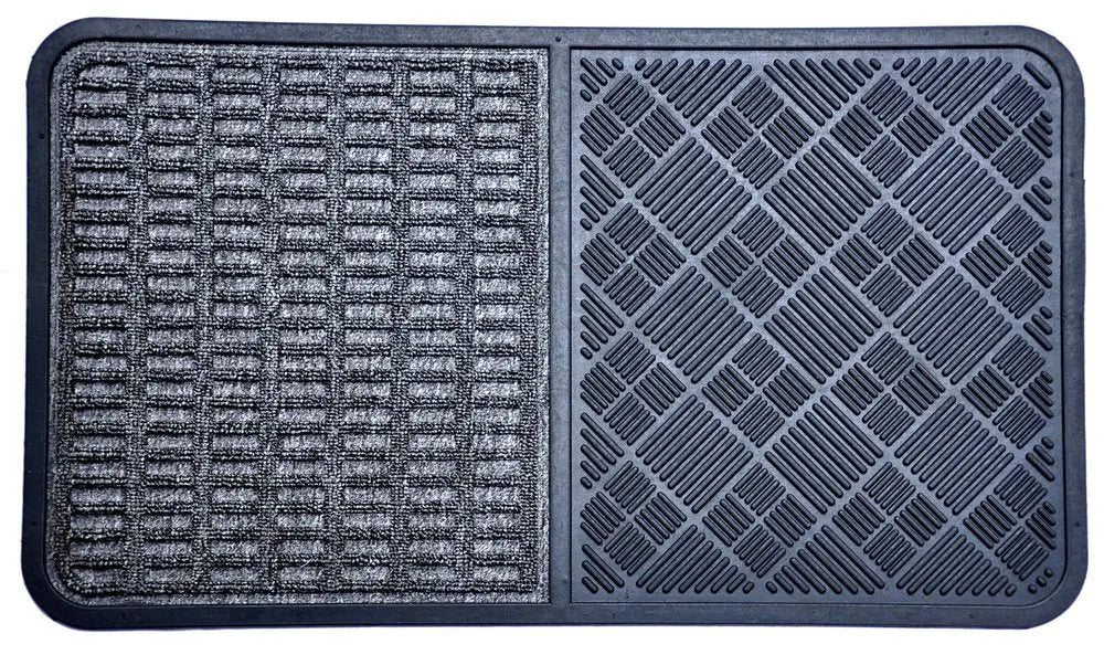 16" X 28" Gray Synthetic Fiber Abstract Outdoor Door Mat - NOBLE HOME INTERIORS