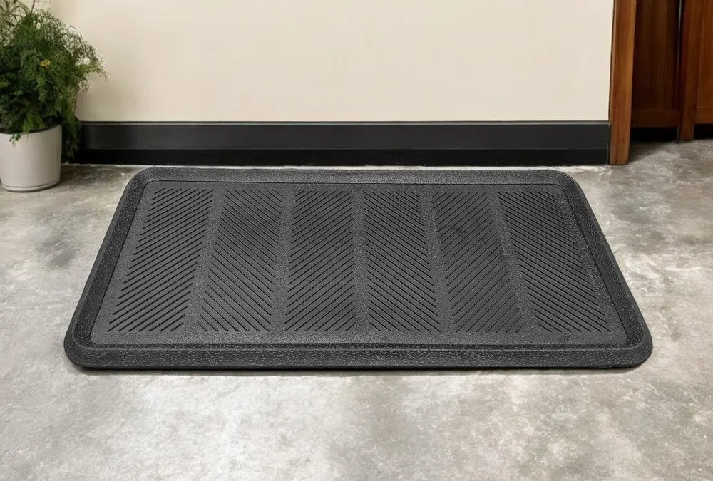 16" X 32" Black Rubber Outdoor Boot Tray - NOBLE HOME INTERIORS