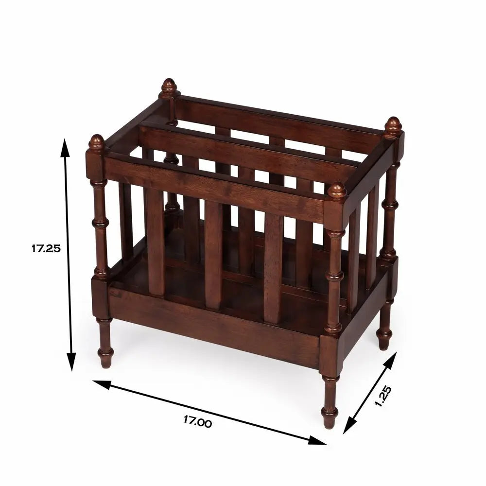 17" Brown Solid Wood Magazine Holder - NOBLE HOME INTERIORS