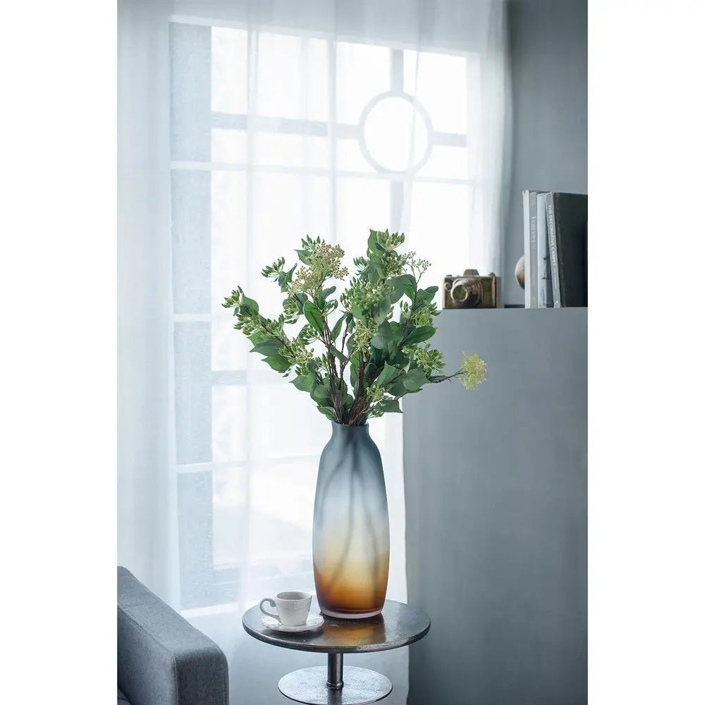 17" Charcoal And Orange Ombre Glass Table Vase - NOBLE HOME INTERIORS
