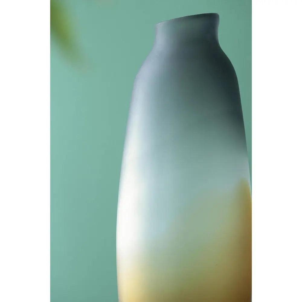 17" Charcoal And Orange Ombre Glass Table Vase - NOBLE HOME INTERIORS