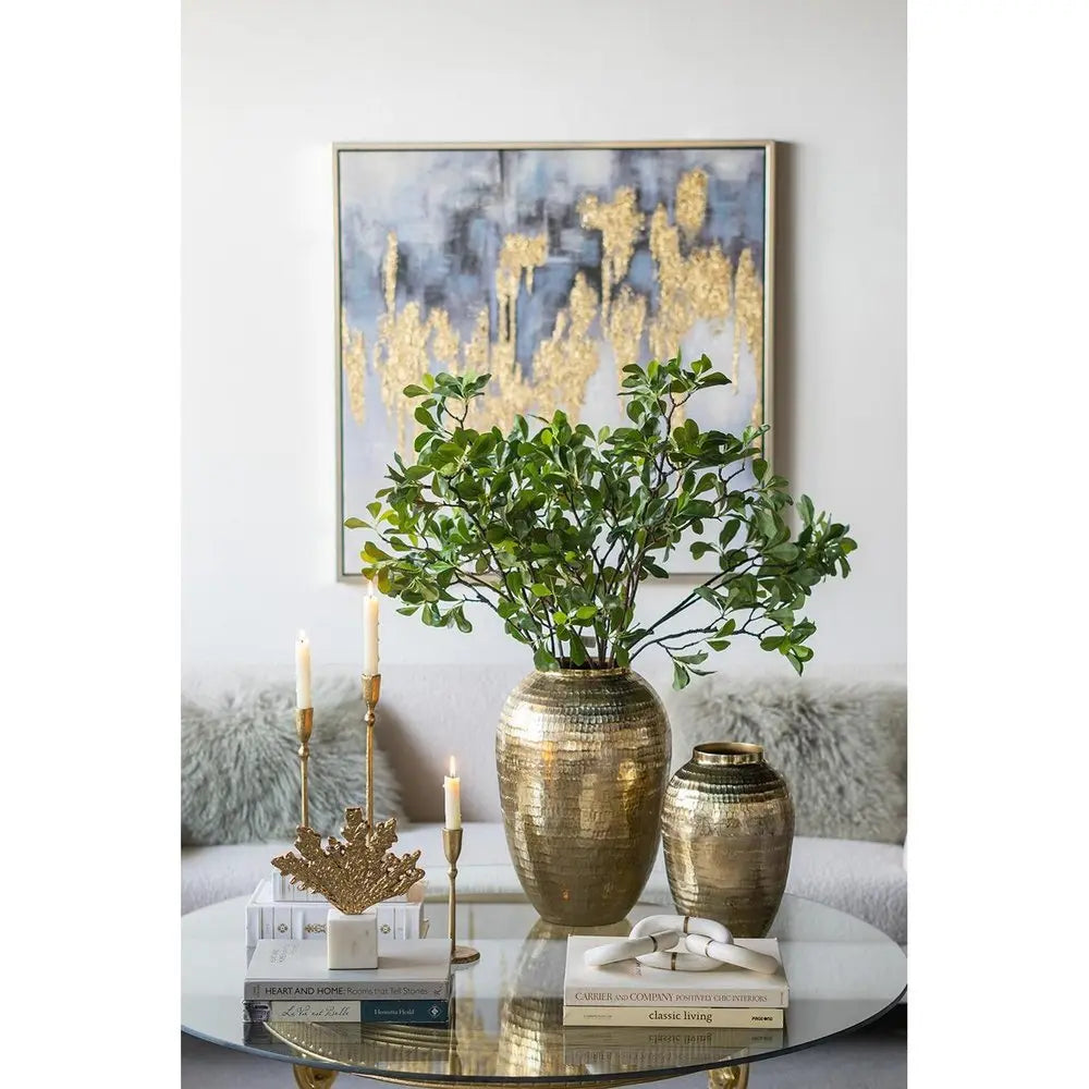 17" Gold Hammered Aluminum Urn Table Vase - NOBLE HOME INTERIORS