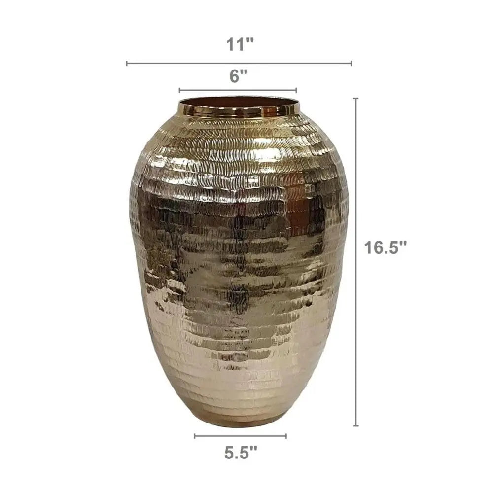 17" Gold Hammered Aluminum Urn Table Vase - NOBLE HOME INTERIORS