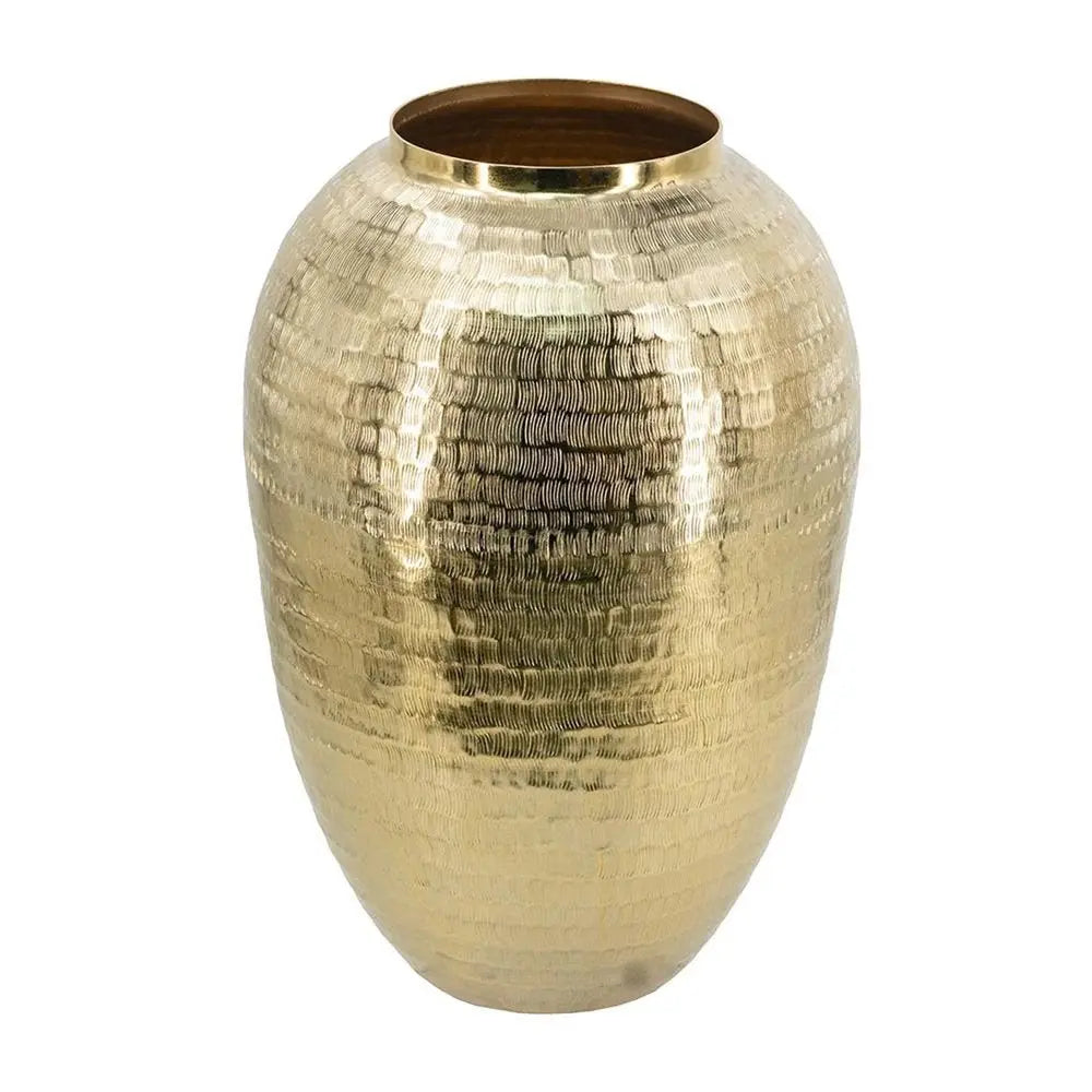 17" Gold Hammered Aluminum Urn Table Vase - NOBLE HOME INTERIORS