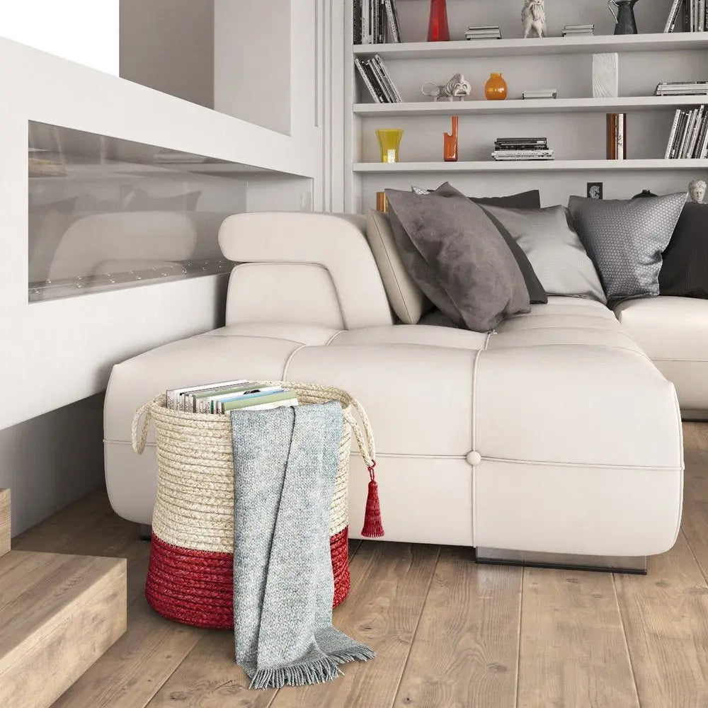 17" Ivory Jute Basket - NOBLE HOME INTERIORS