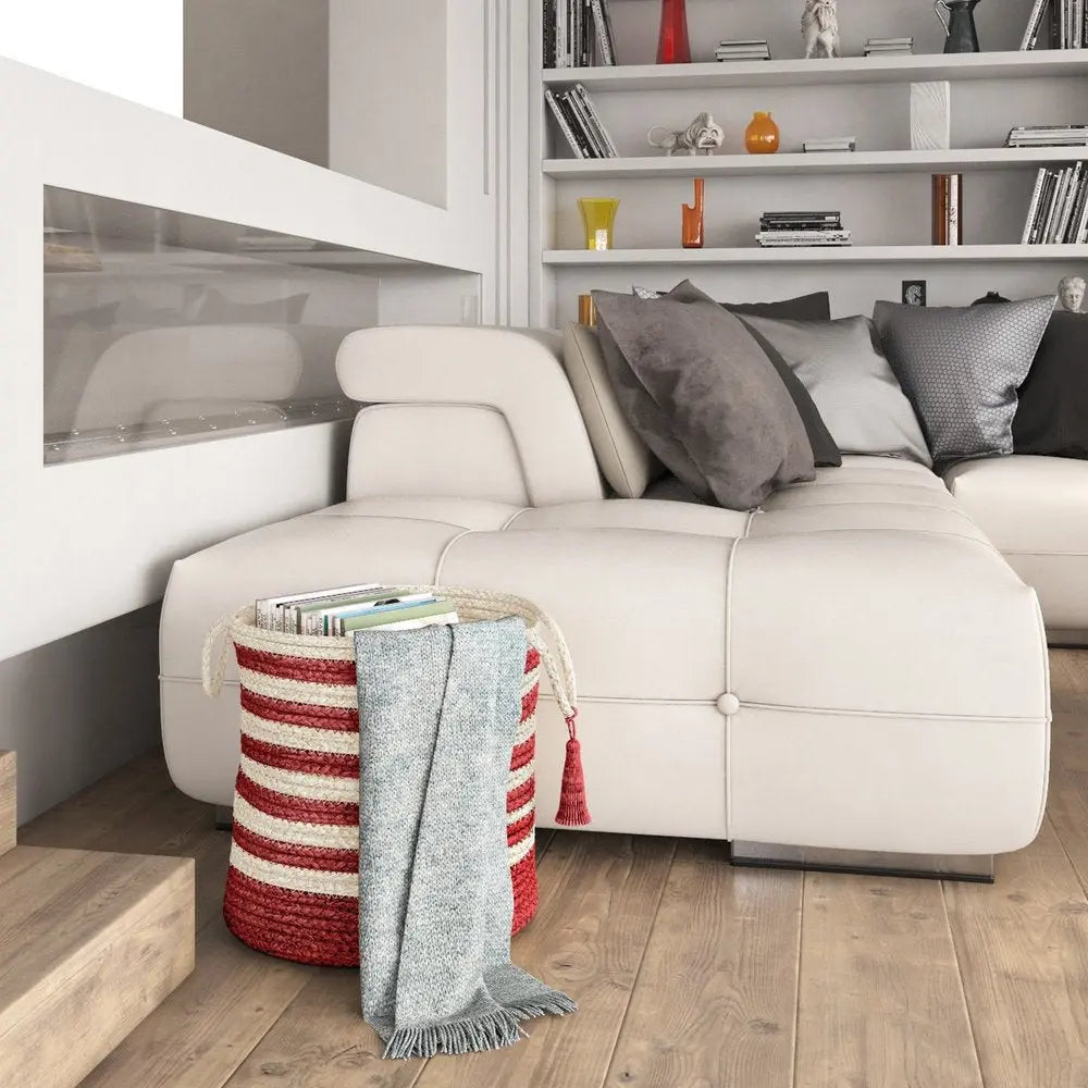 17" Ivory Jute Basket - NOBLE HOME INTERIORS