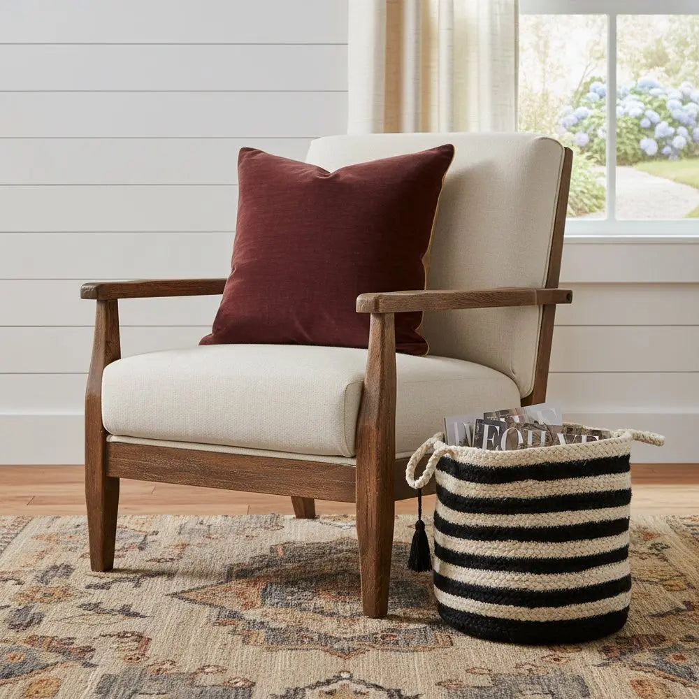 17" Ivory Jute Basket - NOBLE HOME INTERIORS