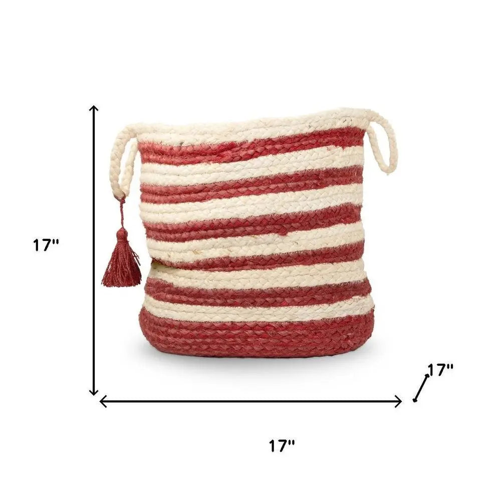 17" Ivory Jute Basket - NOBLE HOME INTERIORS