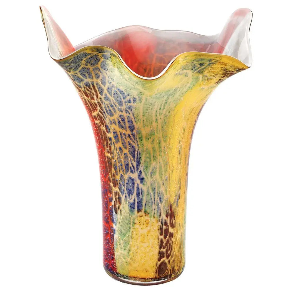 17" Red and Yellow Glass Abstract Novelty Table Vase - NOBLE HOME INTERIORS
