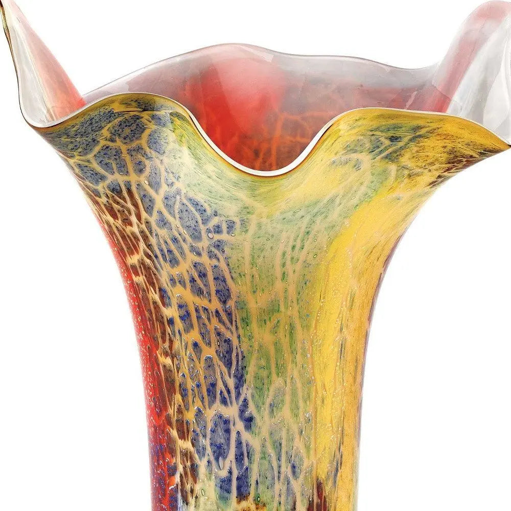17" Red and Yellow Glass Abstract Novelty Table Vase - NOBLE HOME INTERIORS