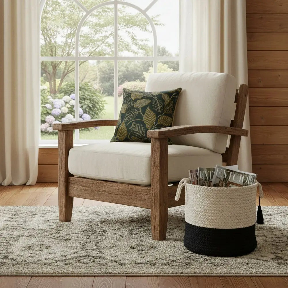 17" White Jute Basket - NOBLE HOME INTERIORS