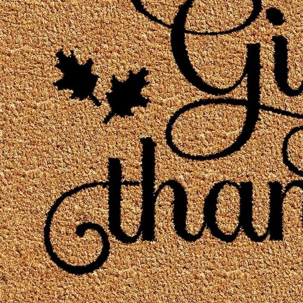 17" X 29" Black And Natural Coir Give Thanks Outdoor Door Mat - NOBLE HOME INTERIORS