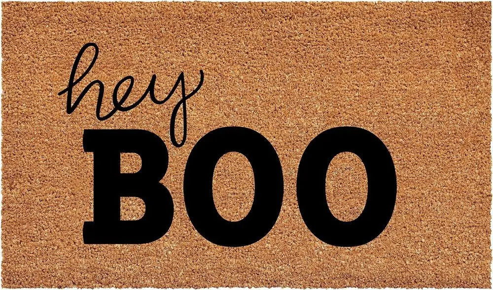 17" X 29" Black And Natural Halloween Halloween Hey There Outdoor Coir Door Mat - NOVA HOME FURNITURE