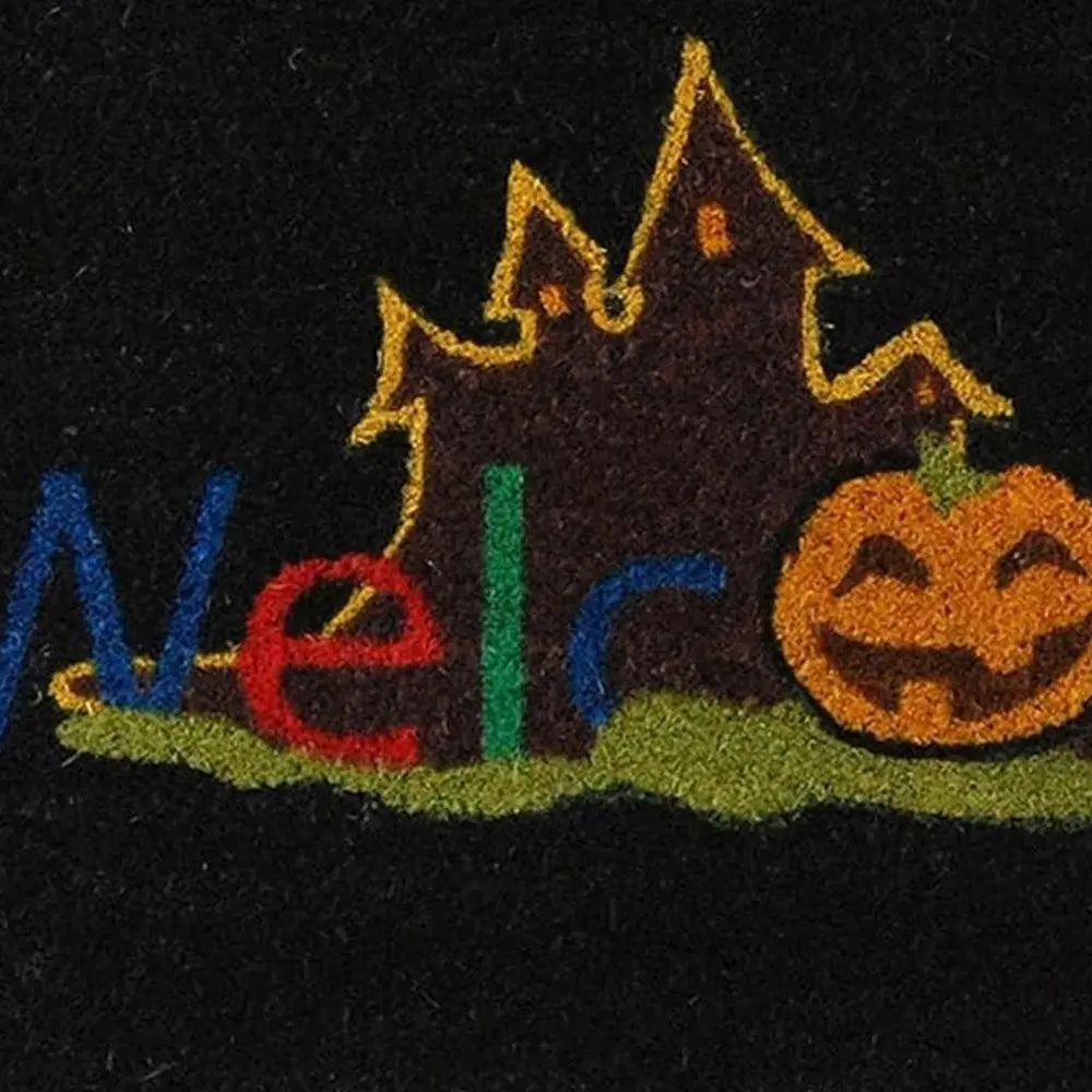 17" X 29" Black And Orange Coir Welcome Outdoor Halloween Door Mat - NOBLE HOME INTERIORS
