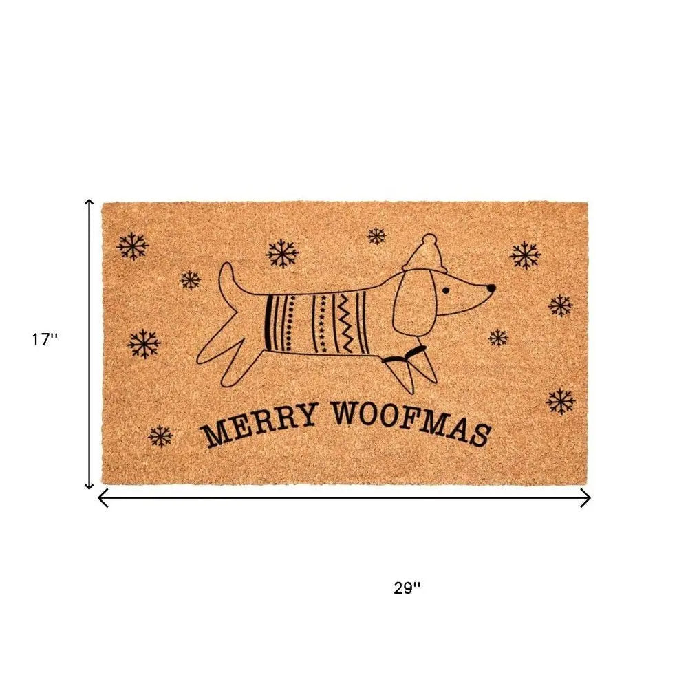 17" X 29" Brown And Black Christmas Dachshund Outdoor Coir Door Mat - NOBLE HOME INTERIORS