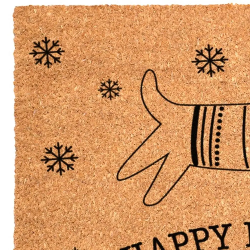17" X 29" Brown And Black Christmas Dog Outdoor Coir Door Mat - NOVA HOME FURNITURE