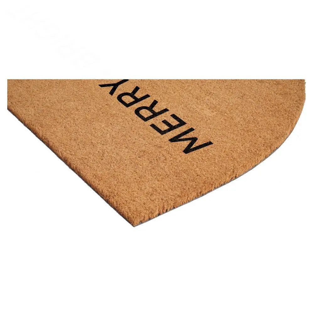 17" X 29" Brown And Black Christmas Merry and Bright Outdoor Coir Door Mat - NOVA HOME FURNITURE