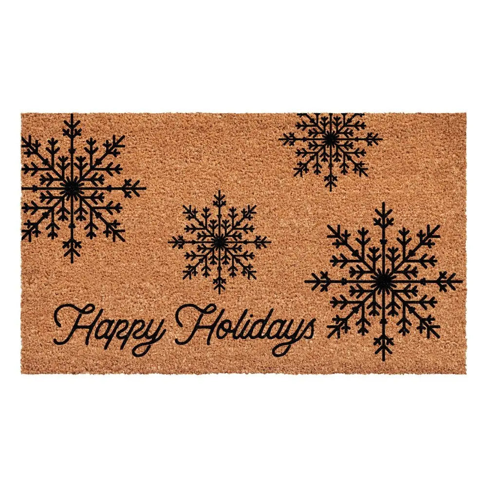 17" X 29" Brown And Black Christmas Merry Christmas Outdoor Coir Door Mat - NOVA HOME FURNITURE