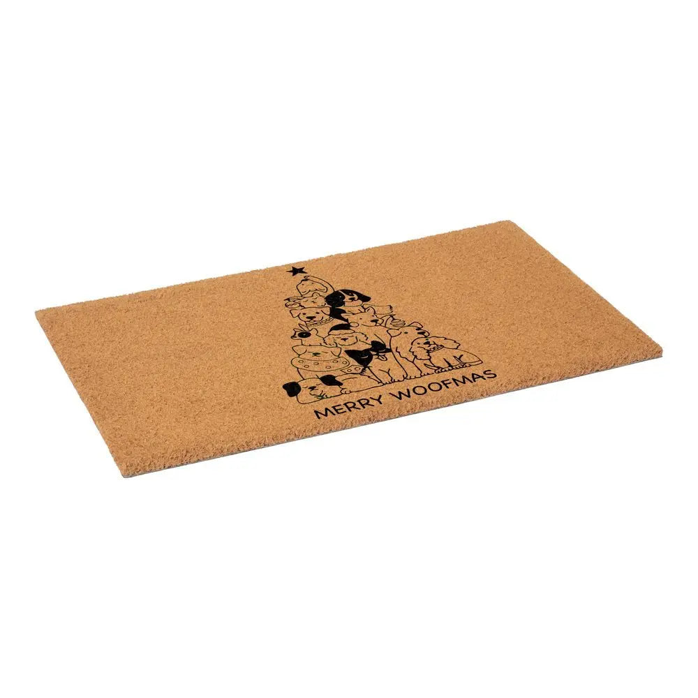 17" X 29" Brown And Black Christmas Outdoor Coir Door Mat - NOVA HOME FURNITURE