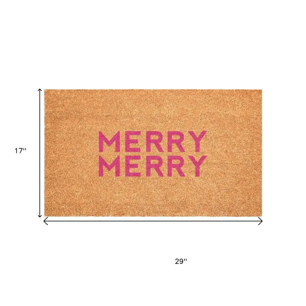 17" X 29" Brown And Black Christmas Outdoor Coir Door Mat - NOVA HOME FURNITURE