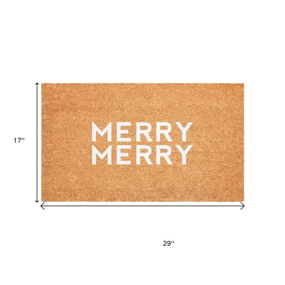 17" X 29" Brown And Black Christmas Outdoor Coir Door Mat - NOVA HOME FURNITURE