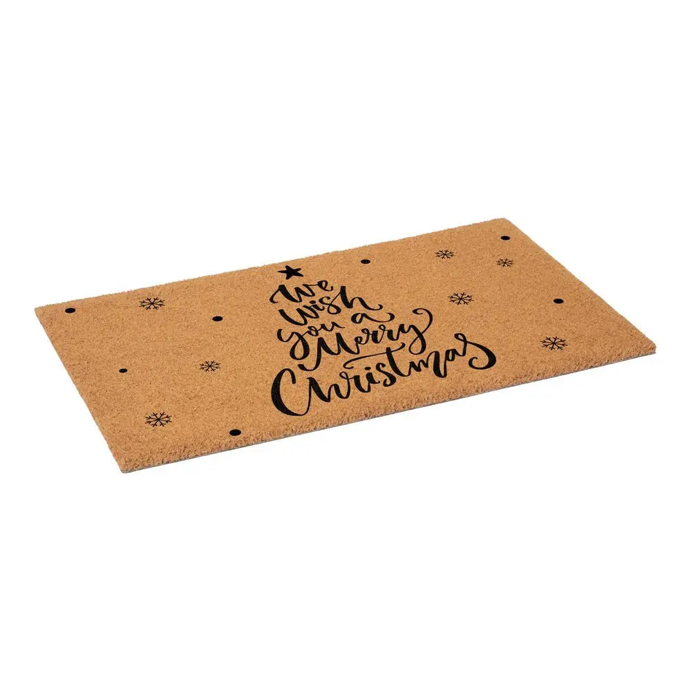 17" X 29" Brown And Black Christmas Outdoor Coir Door Mat - NOVA HOME FURNITURE