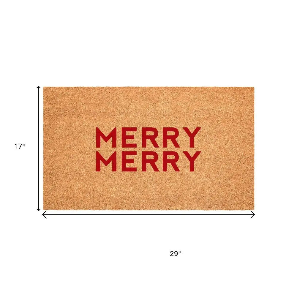 17" X 29" Brown And Black Christmas Outdoor Coir Door Mat - NOVA HOME FURNITURE