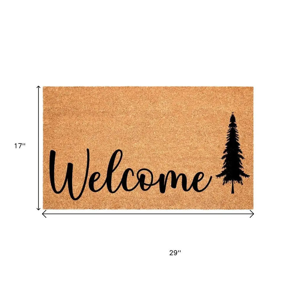 17" X 29" Brown And Black Christmas Outdoor Coir Door Mat - NOVA HOME FURNITURE