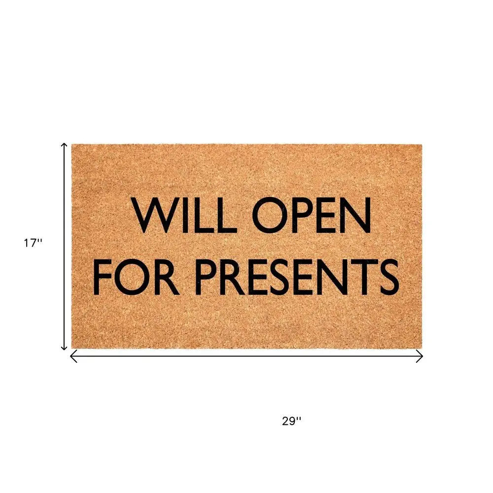 17" X 29" Brown And Black Christmas Outdoor Coir Door Mat - NOVA HOME FURNITURE