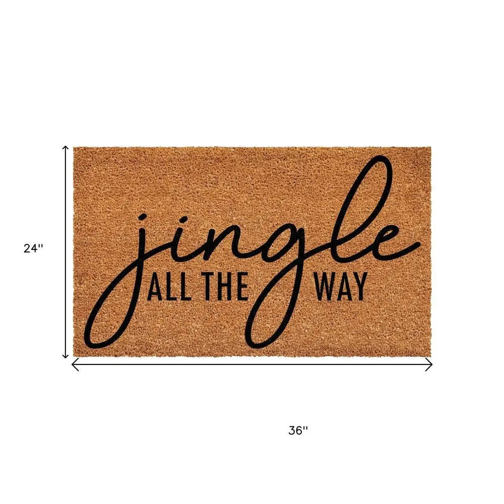 17" X 29" Brown And Black Christmas Outdoor Coir Door Mat - NOVA HOME FURNITURE