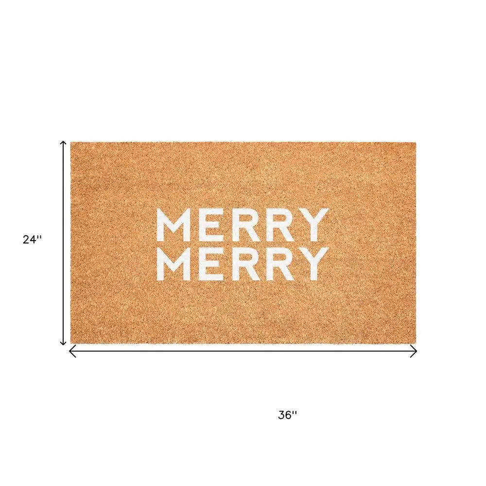 17" X 29" Brown And Black Christmas Outdoor Coir Door Mat - NOVA HOME FURNITURE