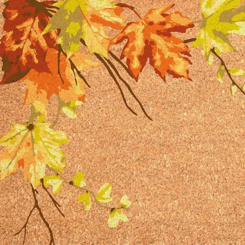 17" X 29" Brown And Natural Fall Leaves Outdoor Coir Door Mat - NOBLE HOME INTERIORS