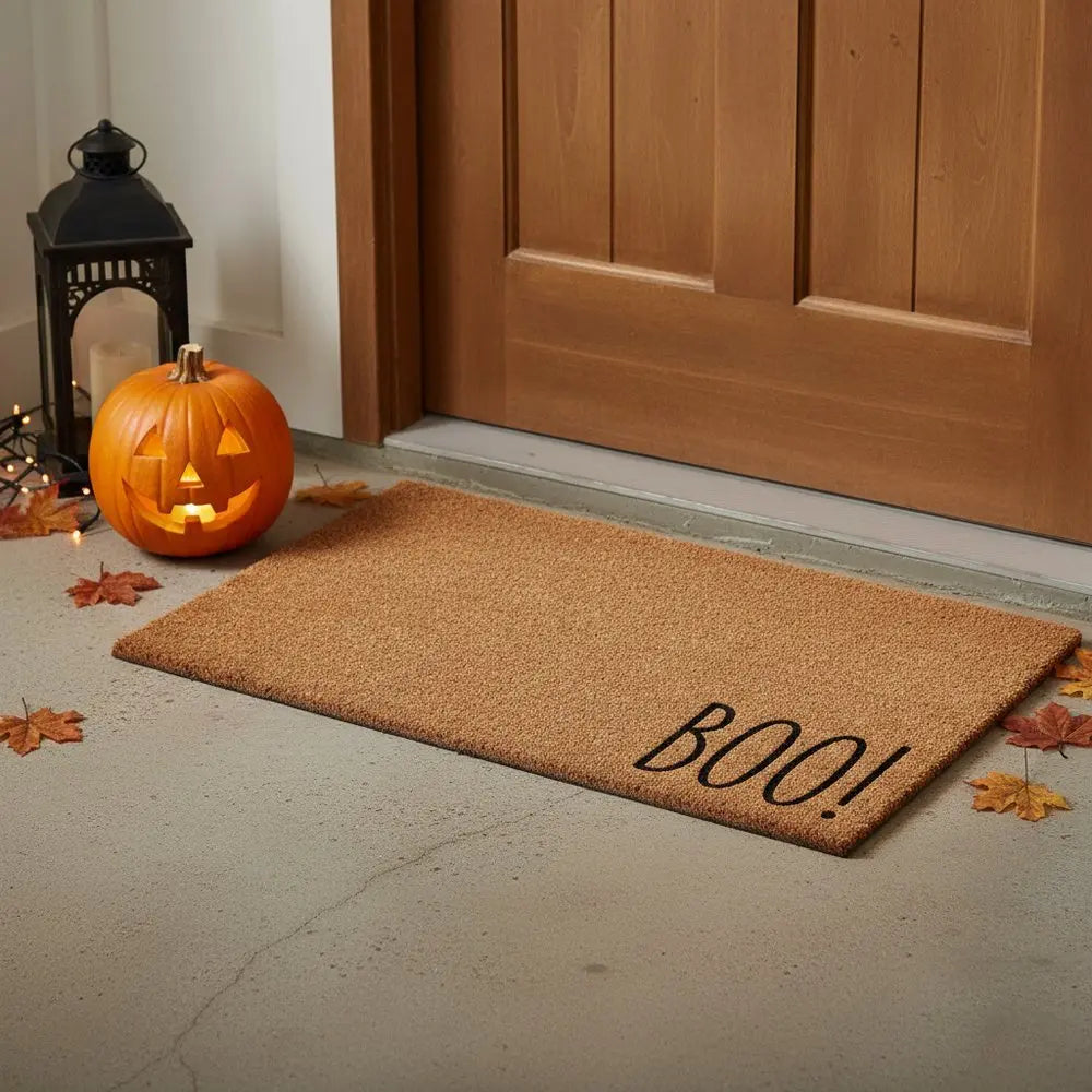 17" X 29" Brown And Natural Halloween Halloween Outdoor Coir Door Mat - NOBLE HOME INTERIORS
