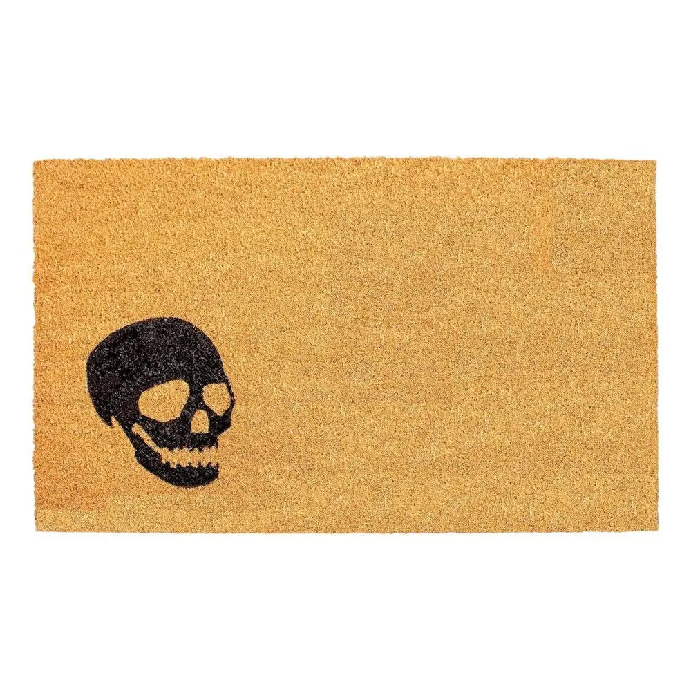 17" X 29" Brown And Natural Halloween Skull Outdoor Coir Door Mat - NOVA HOME FURNITURE