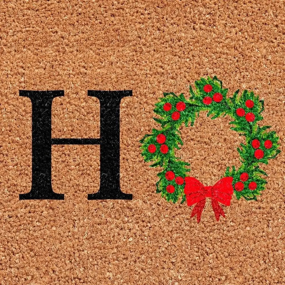 17" X 29" Brown Black And Green Christmas Outdoor Coir Door Mat - NOVA HOME FURNITURE