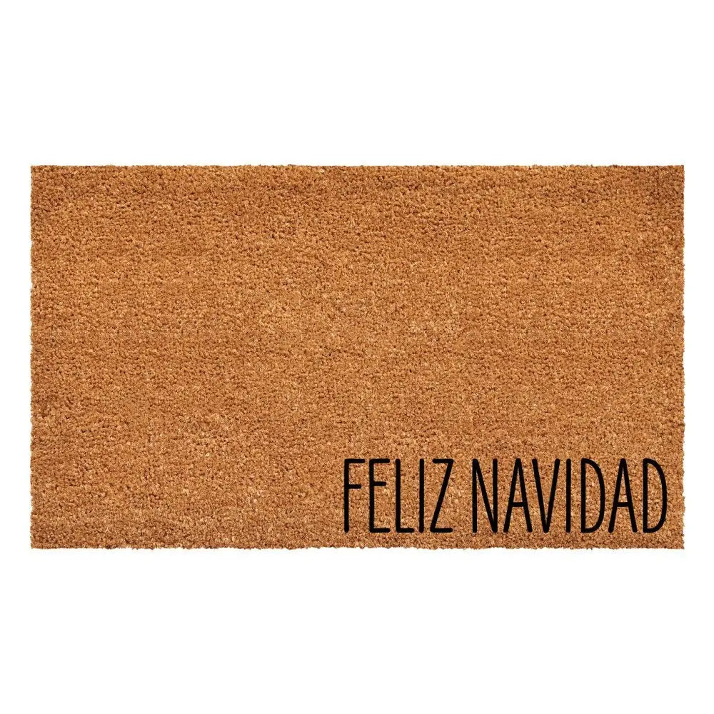 17" X 29" Brown Christmas Feliz Navidad Outdoor Coir Door Mat - NOVA HOME FURNITURE