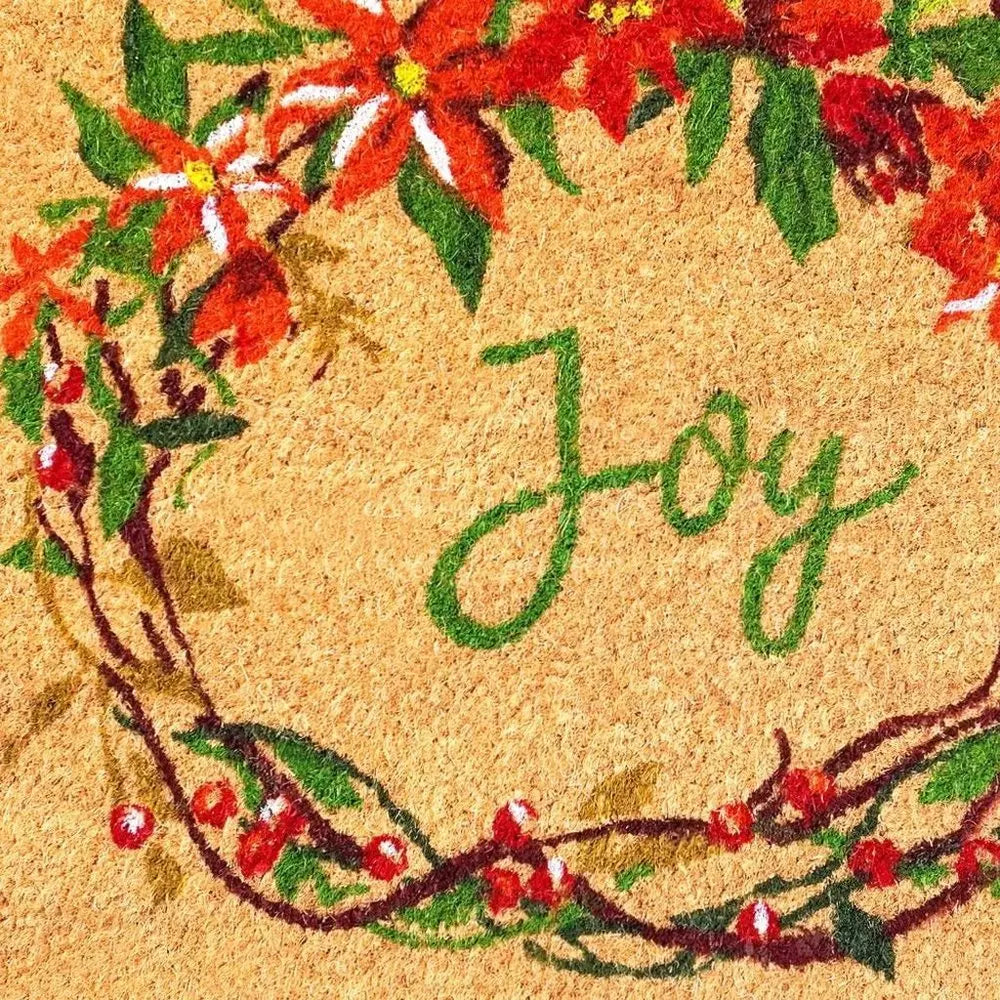 17" X 29" Brown Red And Green Christmas Outdoor Coir Door Mat - NOVA HOME FURNITURE