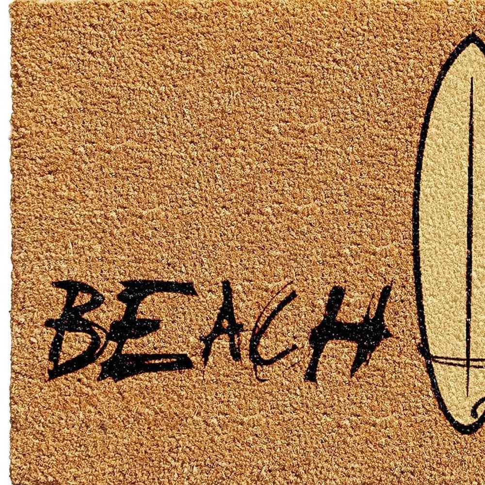 17" X 29" Natural and Black Coir Beach Life Outdoor Door Mat - NOBLE HOME INTERIORS